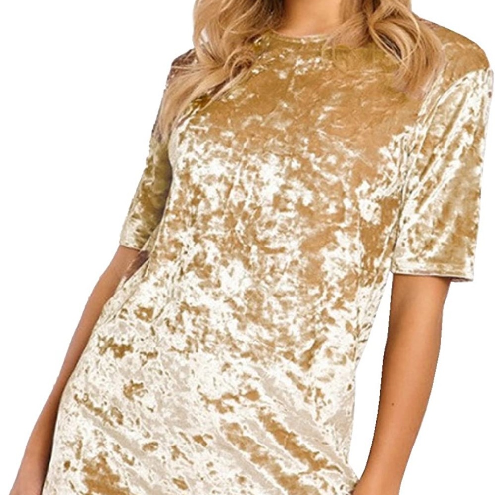 R.Vivimos Women's Summer Short Sleeve Crushed Velvet Mini Short Dresses